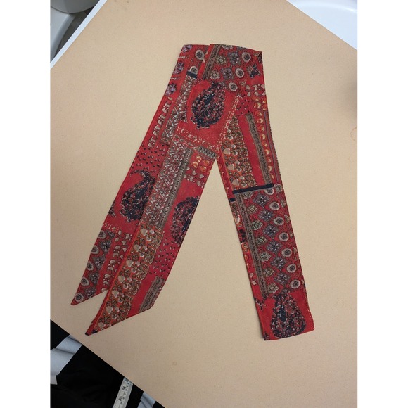 Free People Accessories - Free People Red Floral Paisley Print Neck Scarf Hair Scarf Skinny Y2K 90s